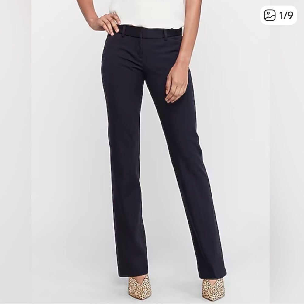 Express Editor Wide Waistband Flare Low Rise Pant Studio Stretch Black Womens 10
